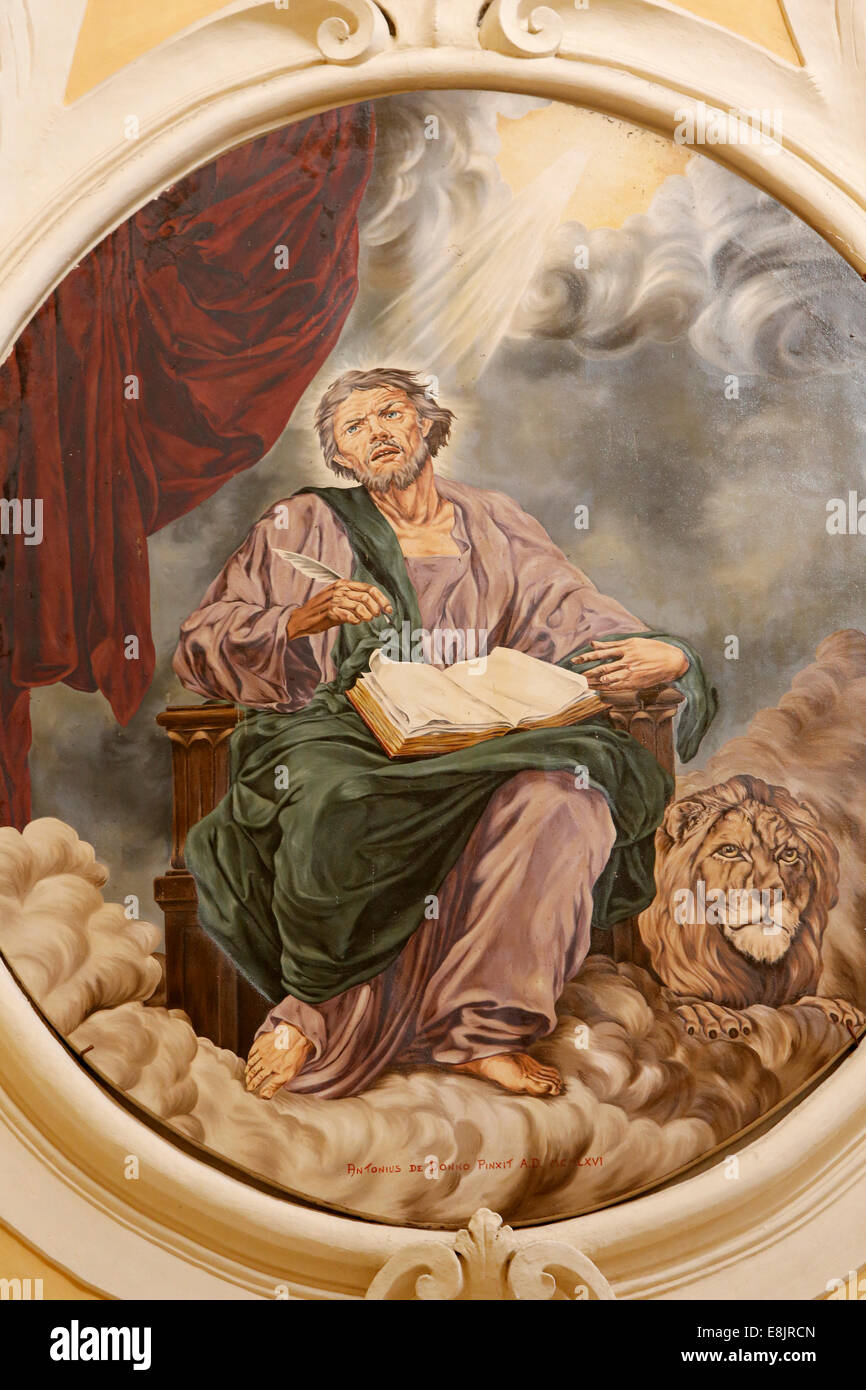 Peinture représentant saint Marc évangéliste dans Nativita Beata Vergine Maria church Banque D'Images