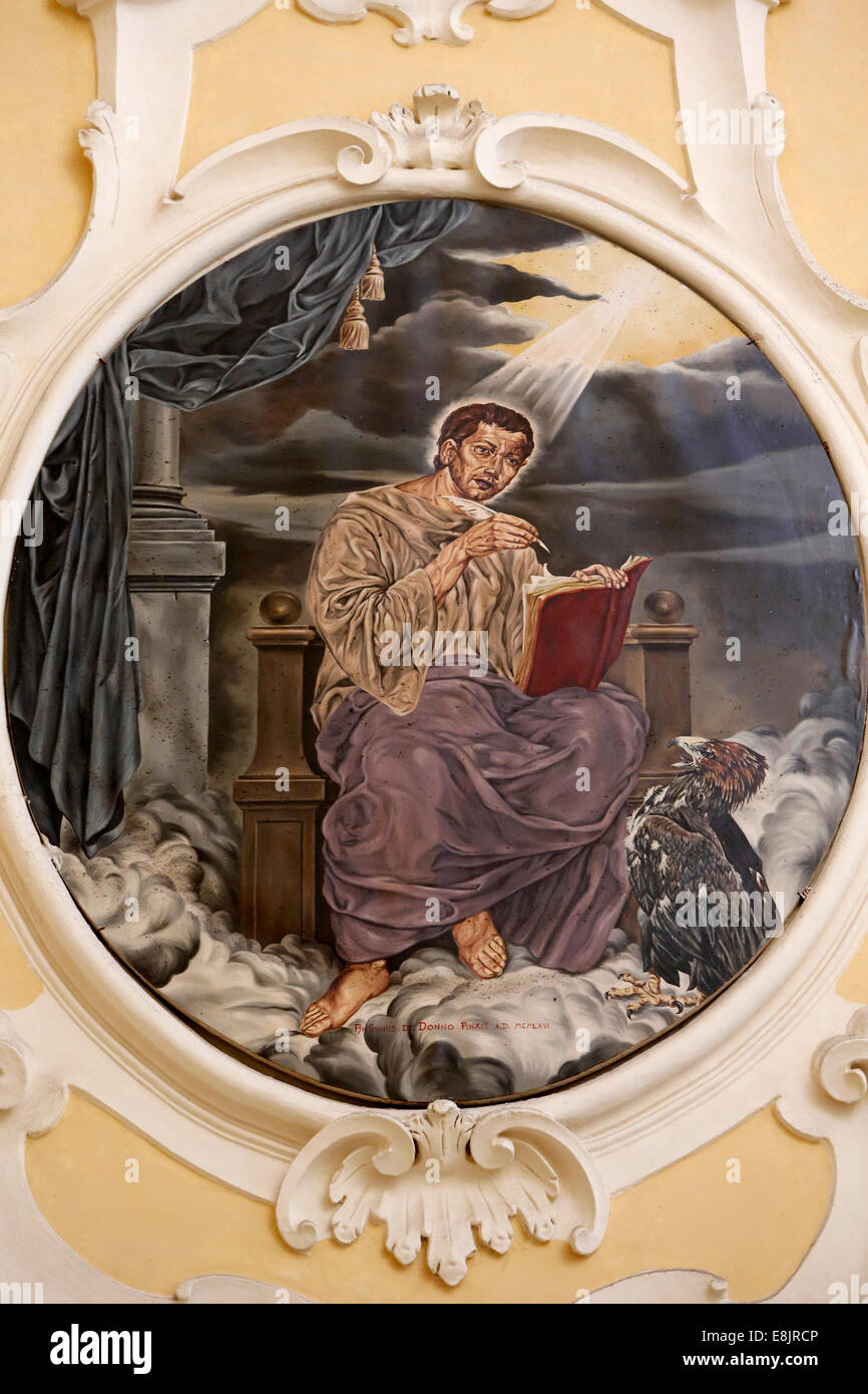 Peinture représentant Saint Jean l'évangéliste dans Nativita Beata Vergine Maria church Banque D'Images