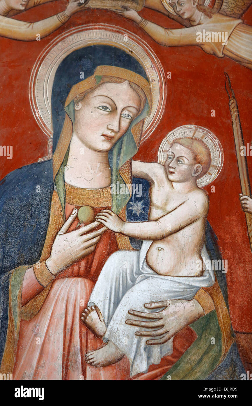 La Vierge et l'enfant dans la peinture de la Basilica di Santa Caterina d'Alessandria Banque D'Images