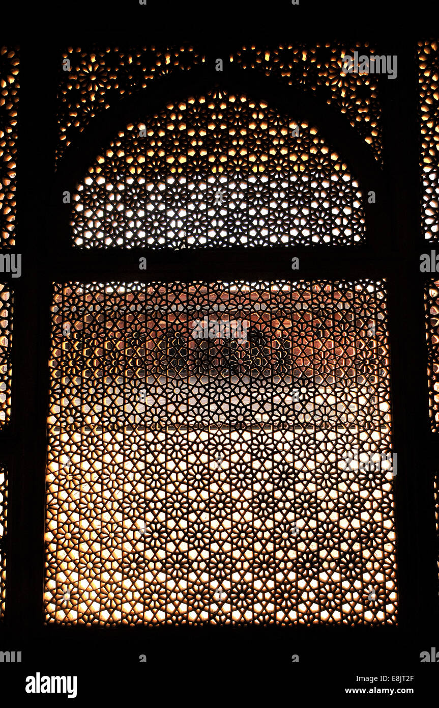 La mosquée Jama Masjid de Fatehpur Sikri. Mashrabiya, oriel. Banque D'Images