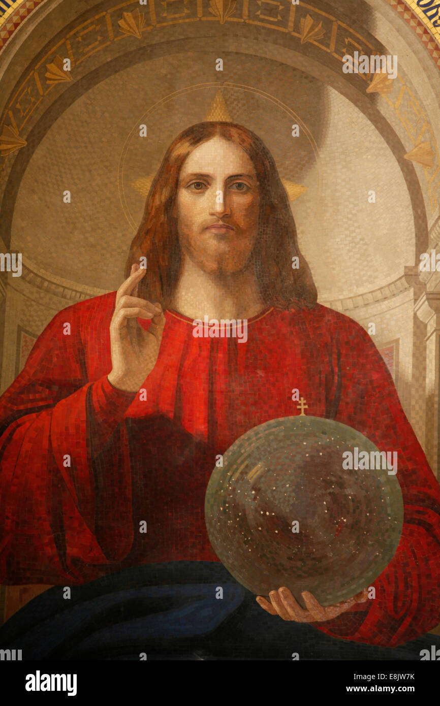 La cathédrale Saint Isaac. L'iconostase. Peinture de Jésus. Banque D'Images