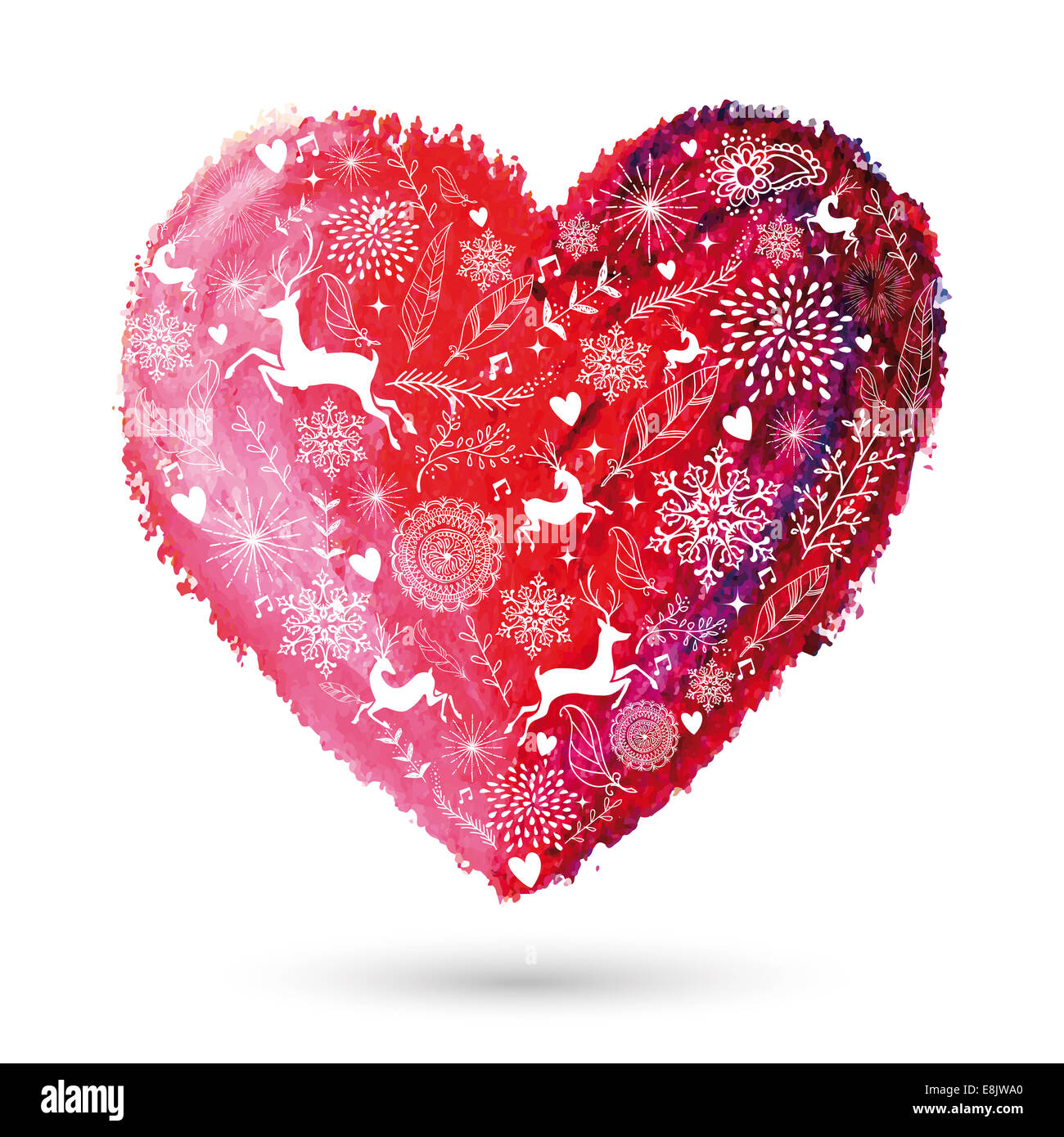 Éléments de Noël plus oilpastel art dessinés à la main, coeur d'amour. Fichier vectoriel EPS10 organisé en couches pour l'édition facile. Banque D'Images