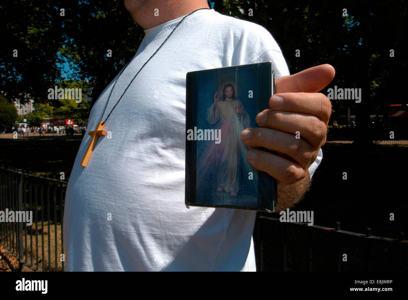 Prédicateur évangélique au Speakers' Corner, Hyde Park, London Banque D'Images
