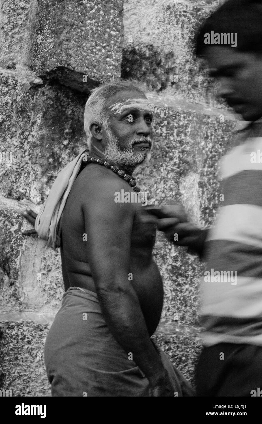 Prêtre hindou, Temple, Thirukazhukundram, Tamilnadu, Inde Banque D'Images