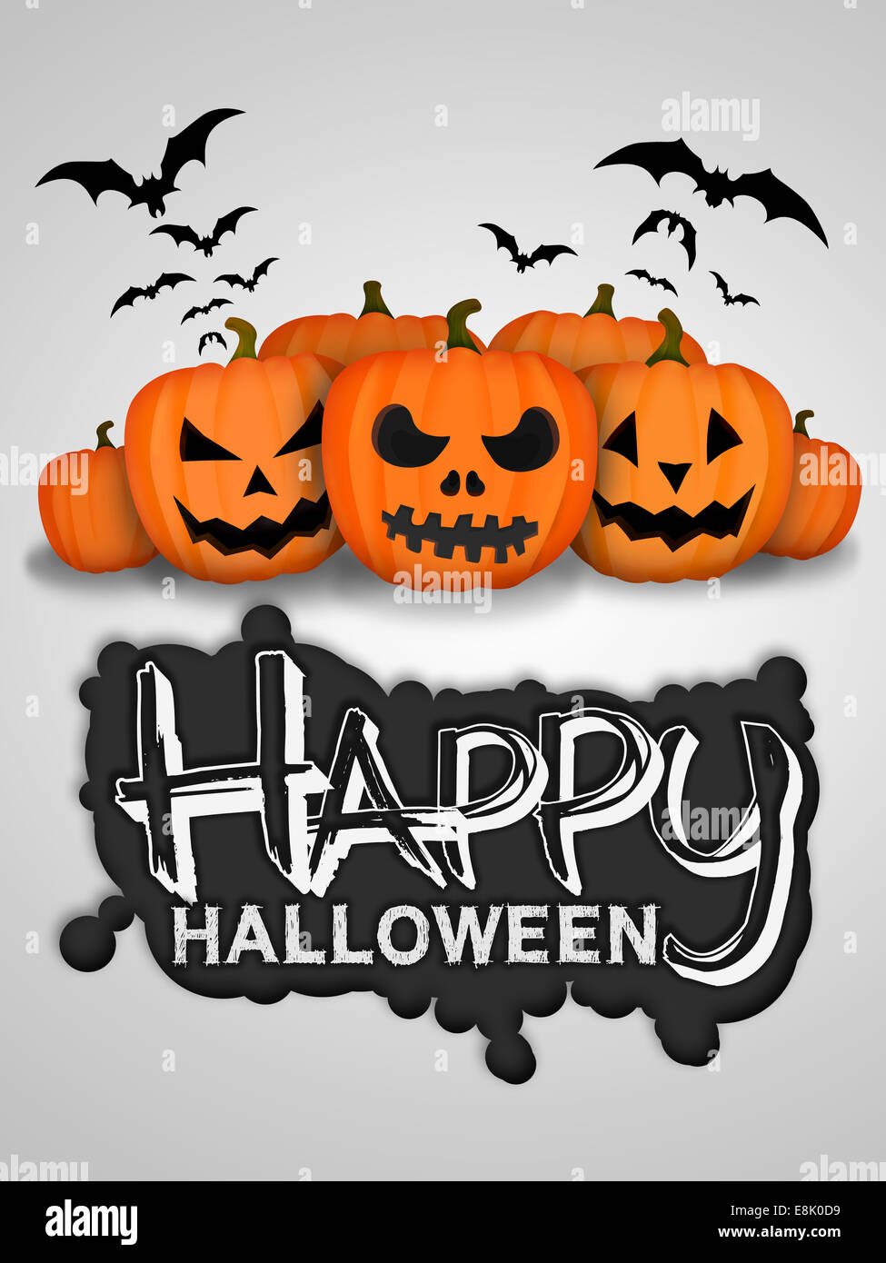 Happy Halloween Pumpkins fond Carte Blanche Banque D'Images