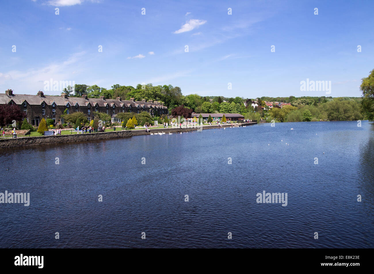 Vue de la rivière Wharfe à partir de la rue Bridge, à Otley, West Yorkshire en Angleterre. Banque D'Images