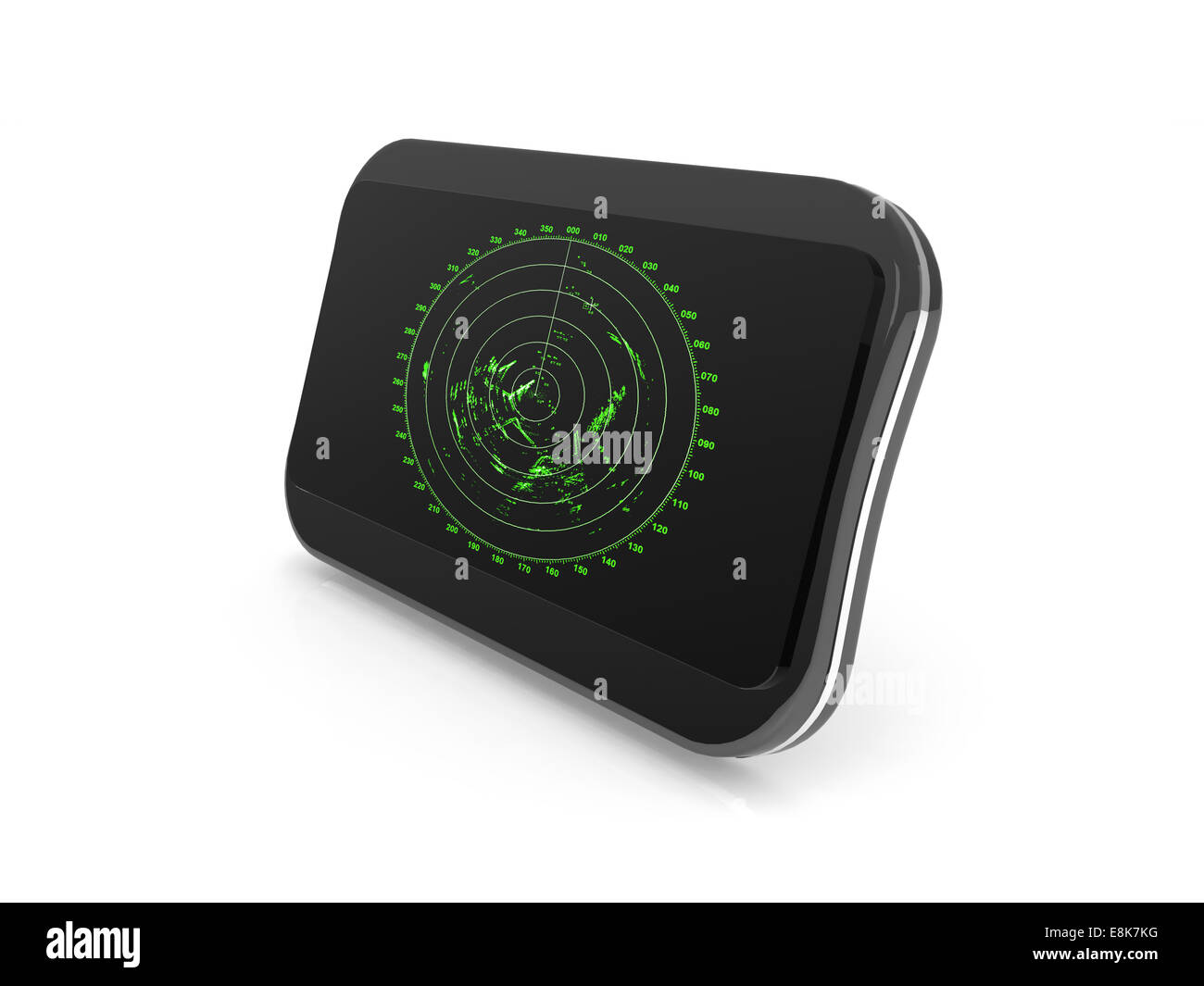 Nouveau noir brillant navigateur numérique isolé sur fond blanc avec l'image radar Banque D'Images