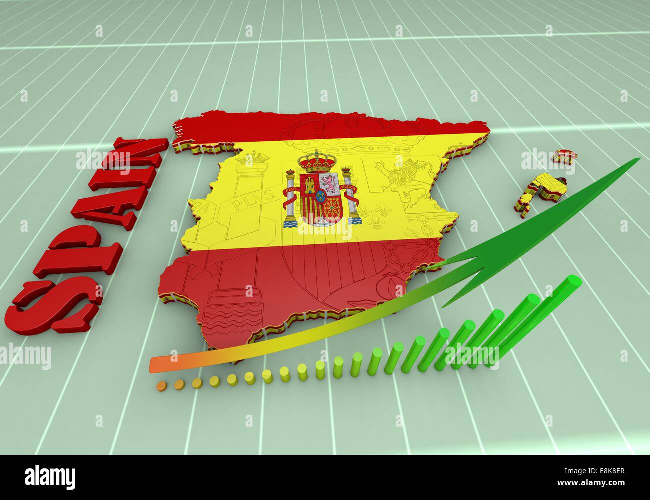 Illustration 3D de la carte de l'Espagne avec drapeau Banque D'Images