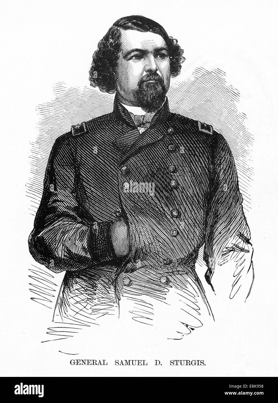 Gravure de Samuel D. Sturgis général de 'chefs célèbres et des scènes de bataille de la guerre civile," publié en 1864. Banque D'Images