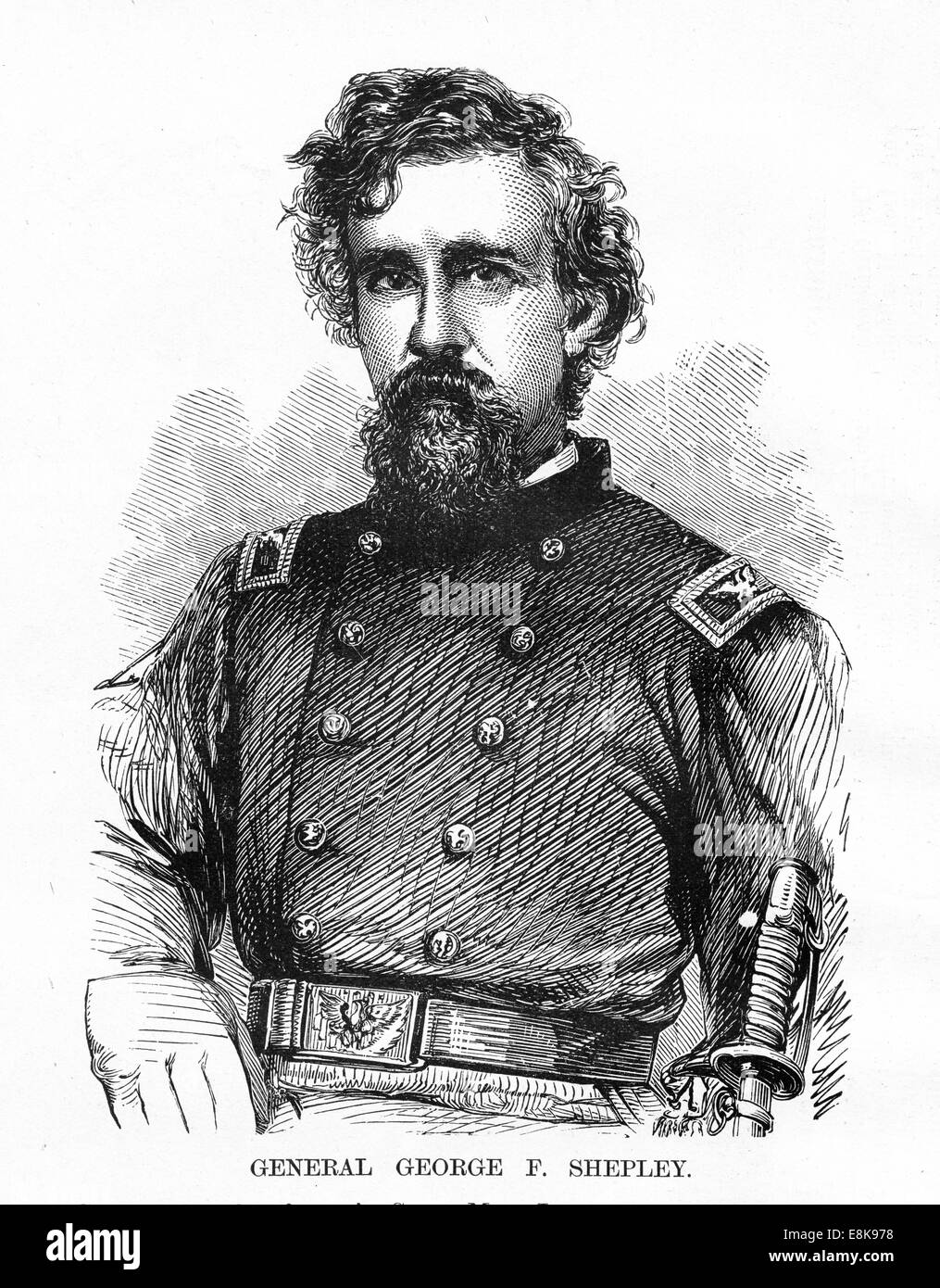 Gravure du Général George F. Shepley de 'chefs célèbres et des scènes de bataille de la guerre civile," publié en 1864. Banque D'Images