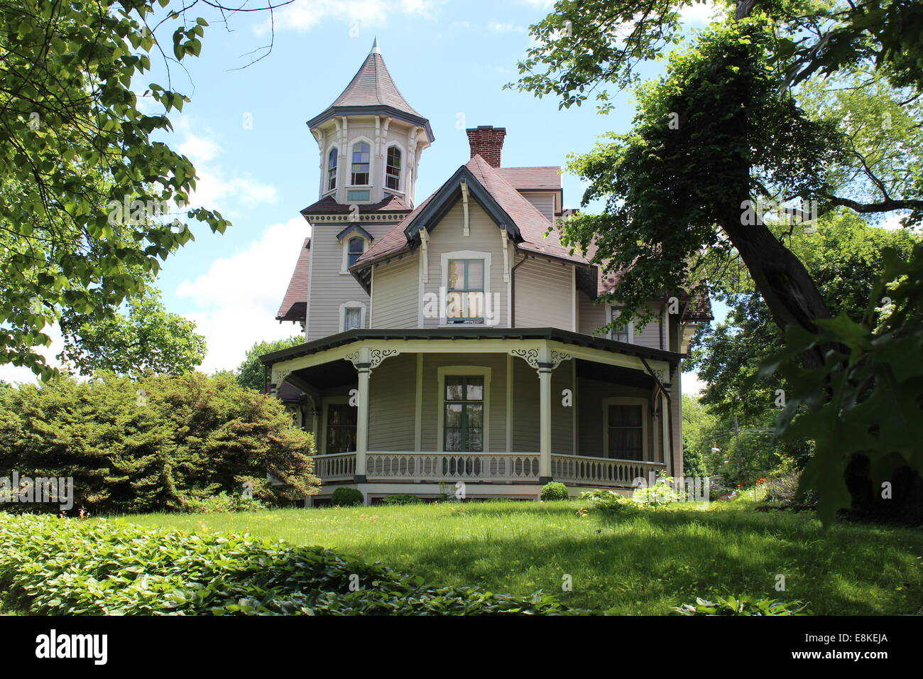 Stick-style House, New Brighton, Staten Island, New York. Conçu par Charles Duggin, construit en 1861. Banque D'Images