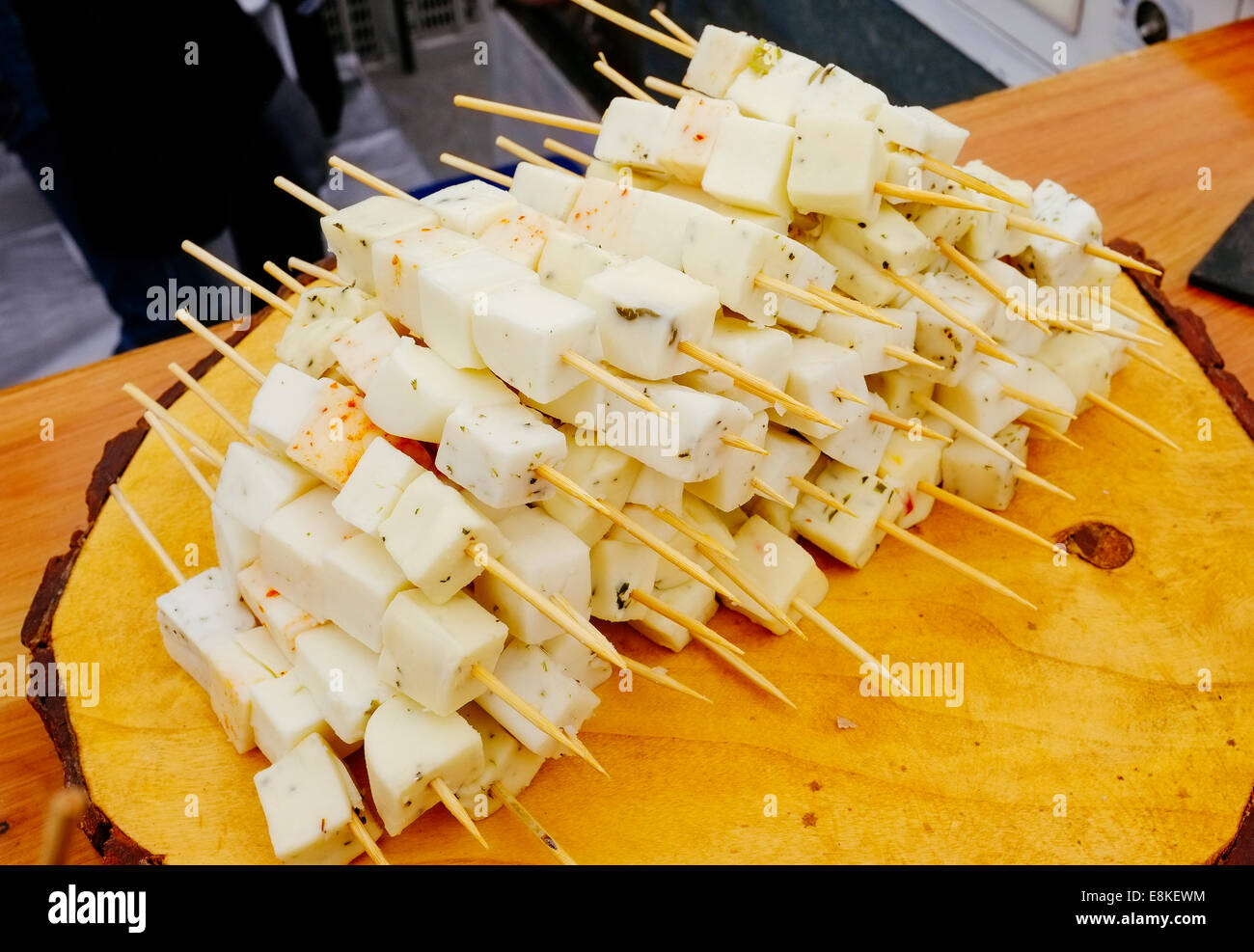 Brochette de fromage de chèvre différents Banque D'Images