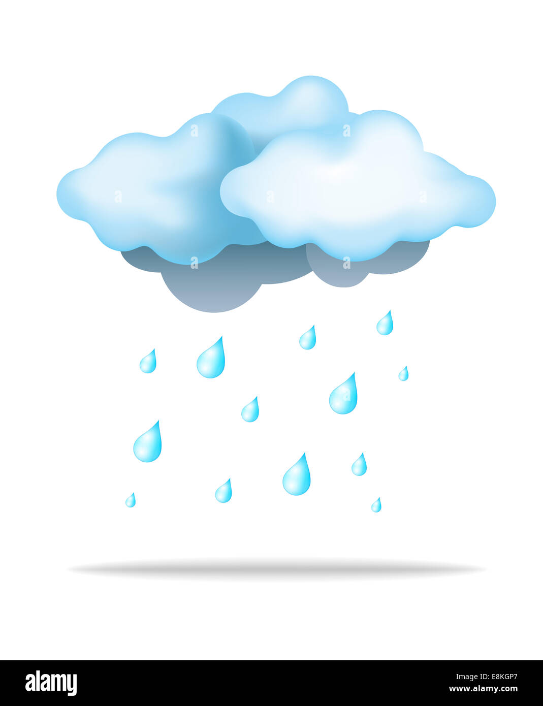 Cloud avec de l'eau de pluie et de gouttes sur fond blanc. Peut être utiliser pour les prévisions météorologiques pour la pluie, jour de pluie illustration ou en tant qu'Icône, bannière ou toile de fond. Banque D'Images