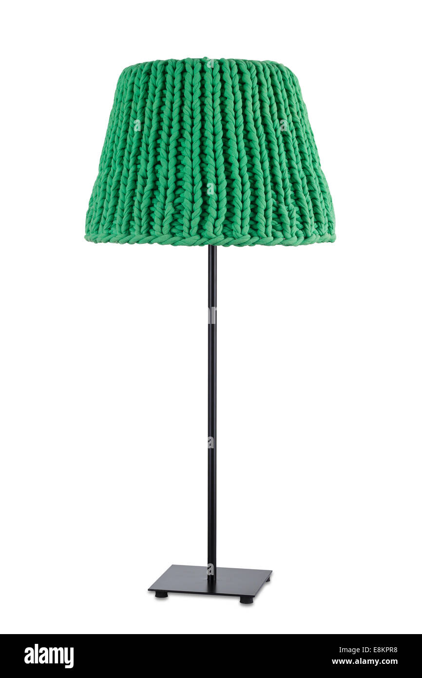 Lampe verte, isolé sur fond blanc. Banque D'Images