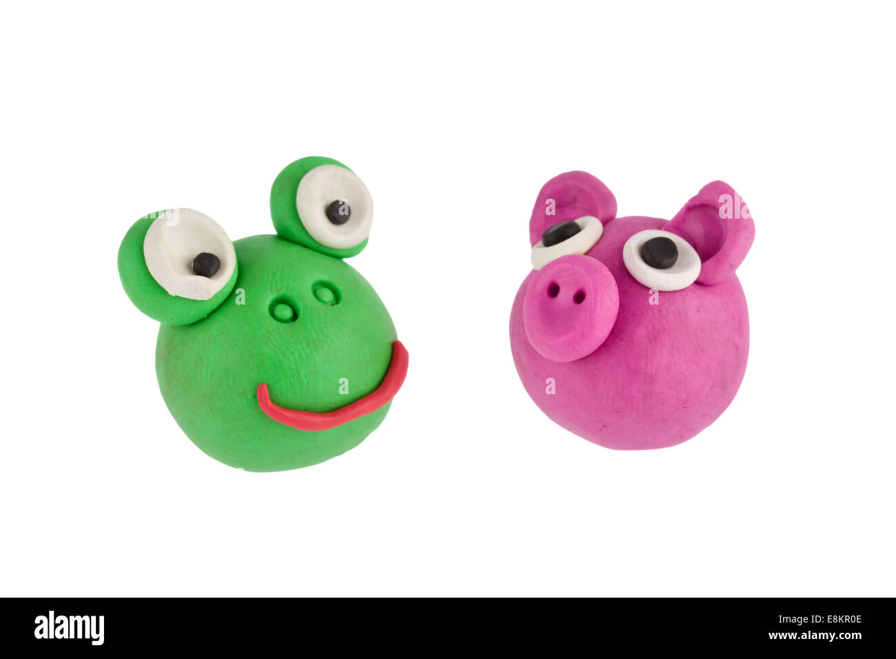 Frog et cochon faits de pâte à modeler Banque D'Images