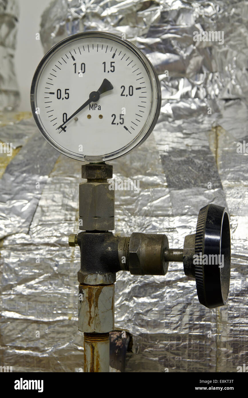 Manomètre pression dans la chaufferie Banque D'Images