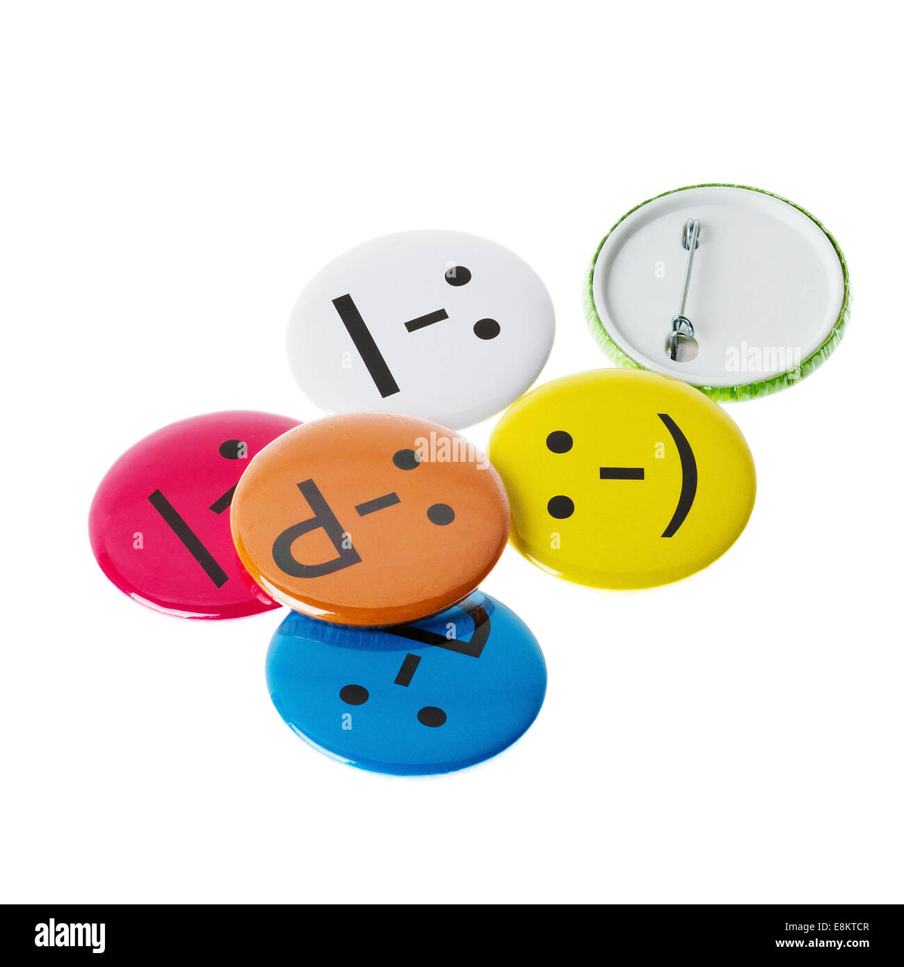 Smileys, Smiley faces colorés sur fond blanc Banque D'Images