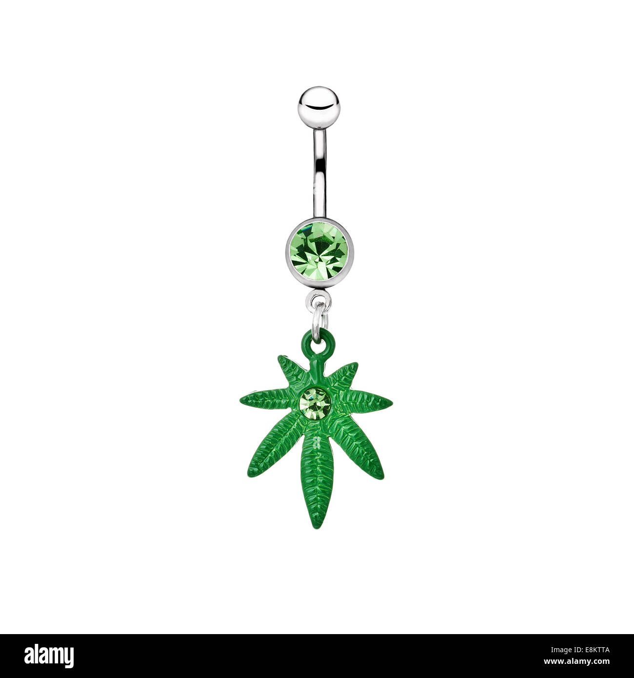 Piercing en argent en forme de marijuana Banque D'Images