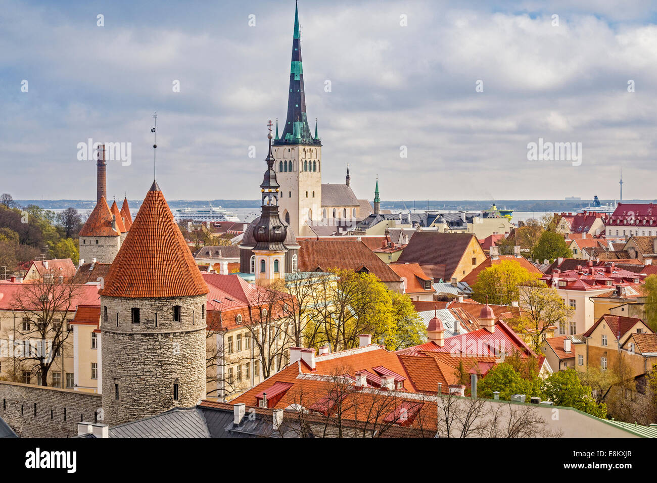 Scène sur le toit de l'Estonie Tallinn Banque D'Images