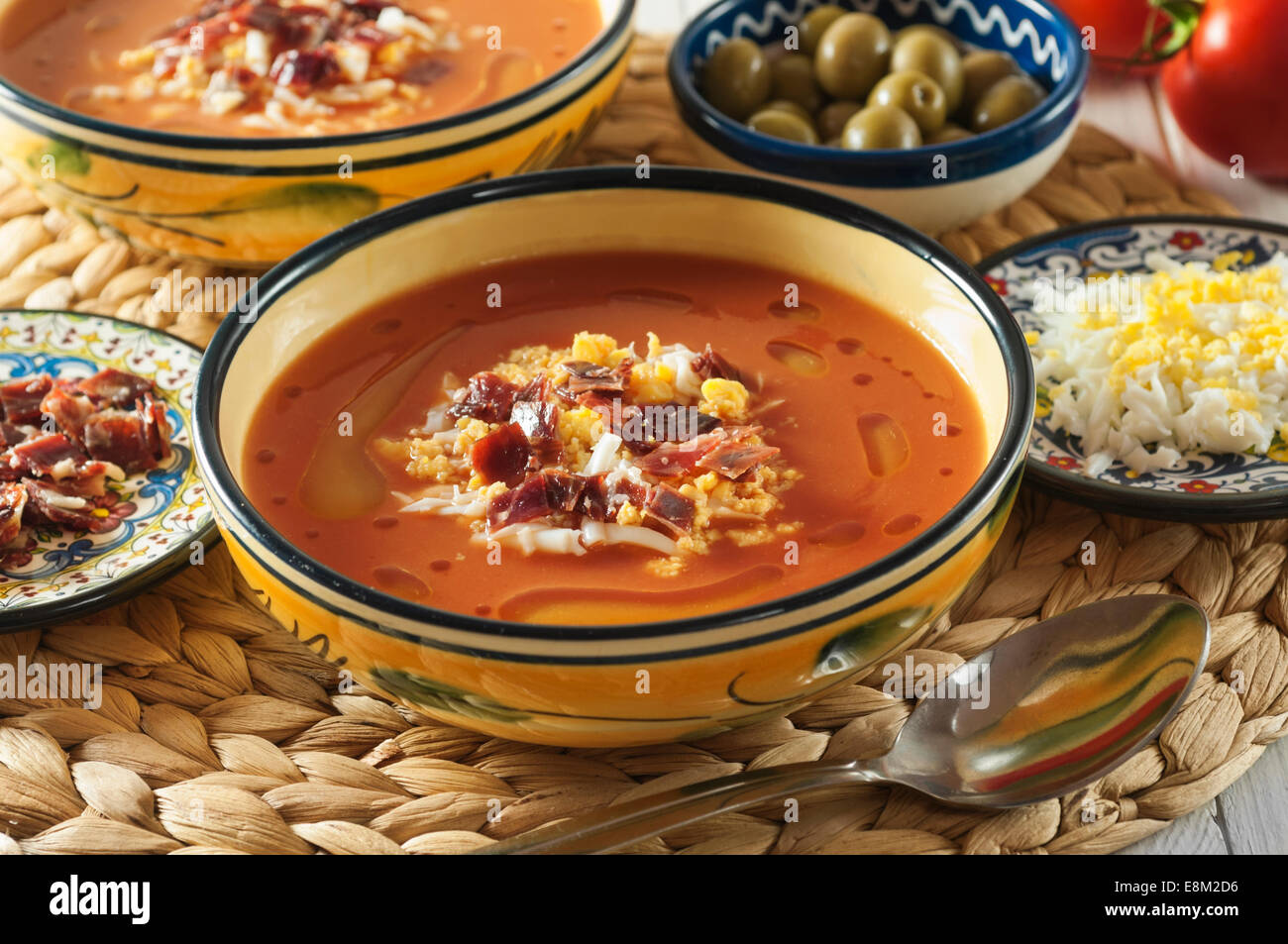 Salmorejo. Soupe de tomate glacée de Cordoue, Espagne Banque D'Images