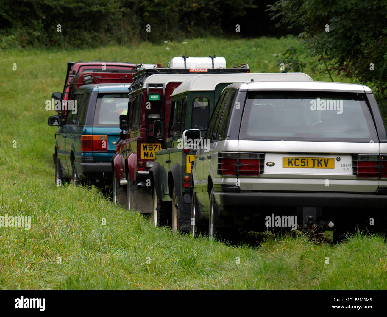 Vert, Land-Rovers laning Chettle, Dorset, UK Banque D'Images