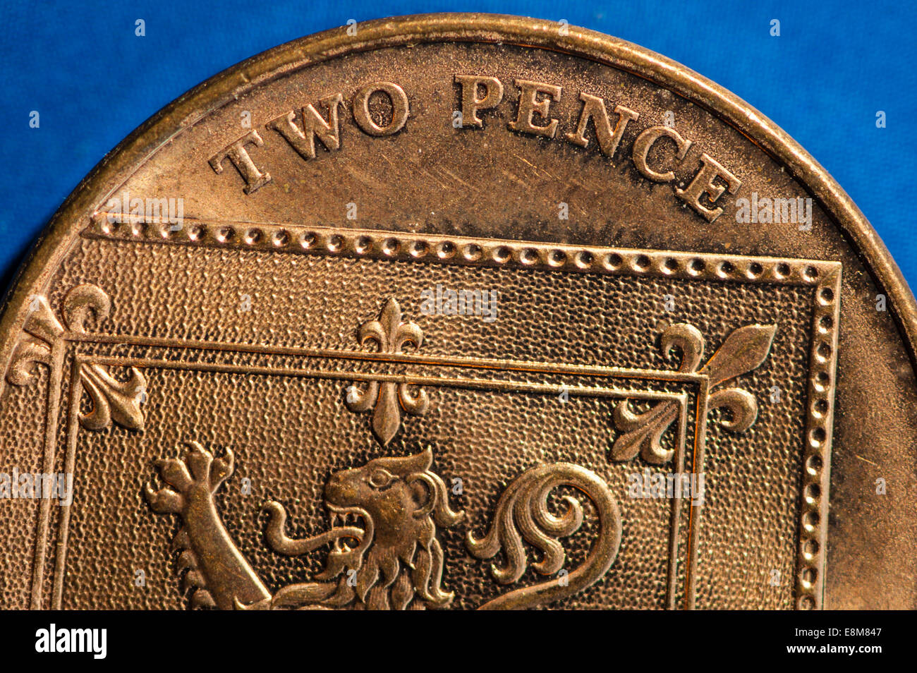 Close-up of a British deux pence coins Banque D'Images