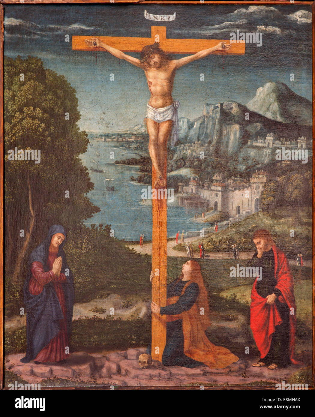 Padoue, Italie - 10 septembre 2014 : Peinture de la scène de la Crucifixion dans l'église Chiesa di San Gaetano Banque D'Images