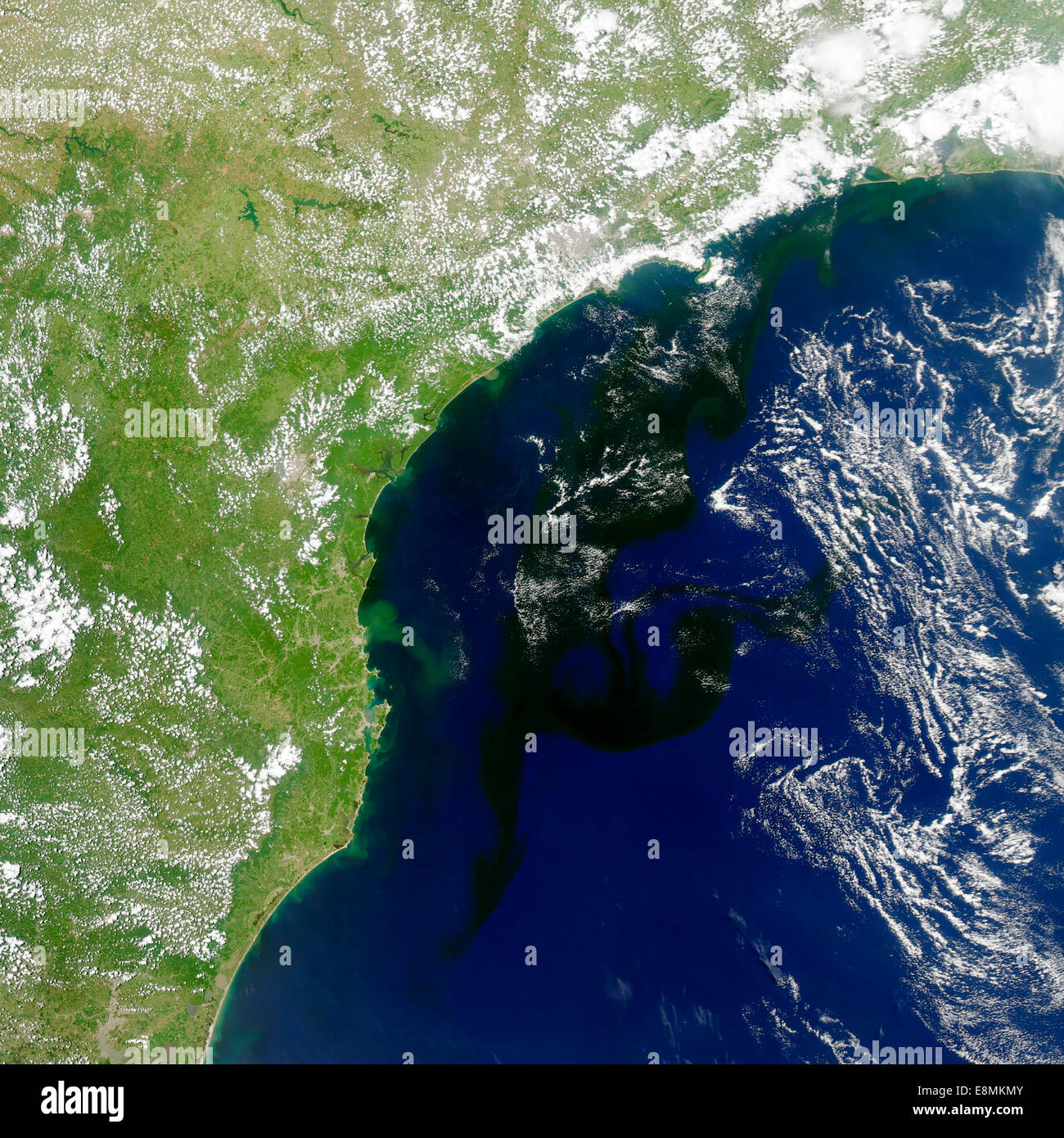 19 janvier 2014 - vue de la capture d'un bloom d'organismes microscopiques au large de la côte sud-est du Brésil. Notez comment la Banque D'Images