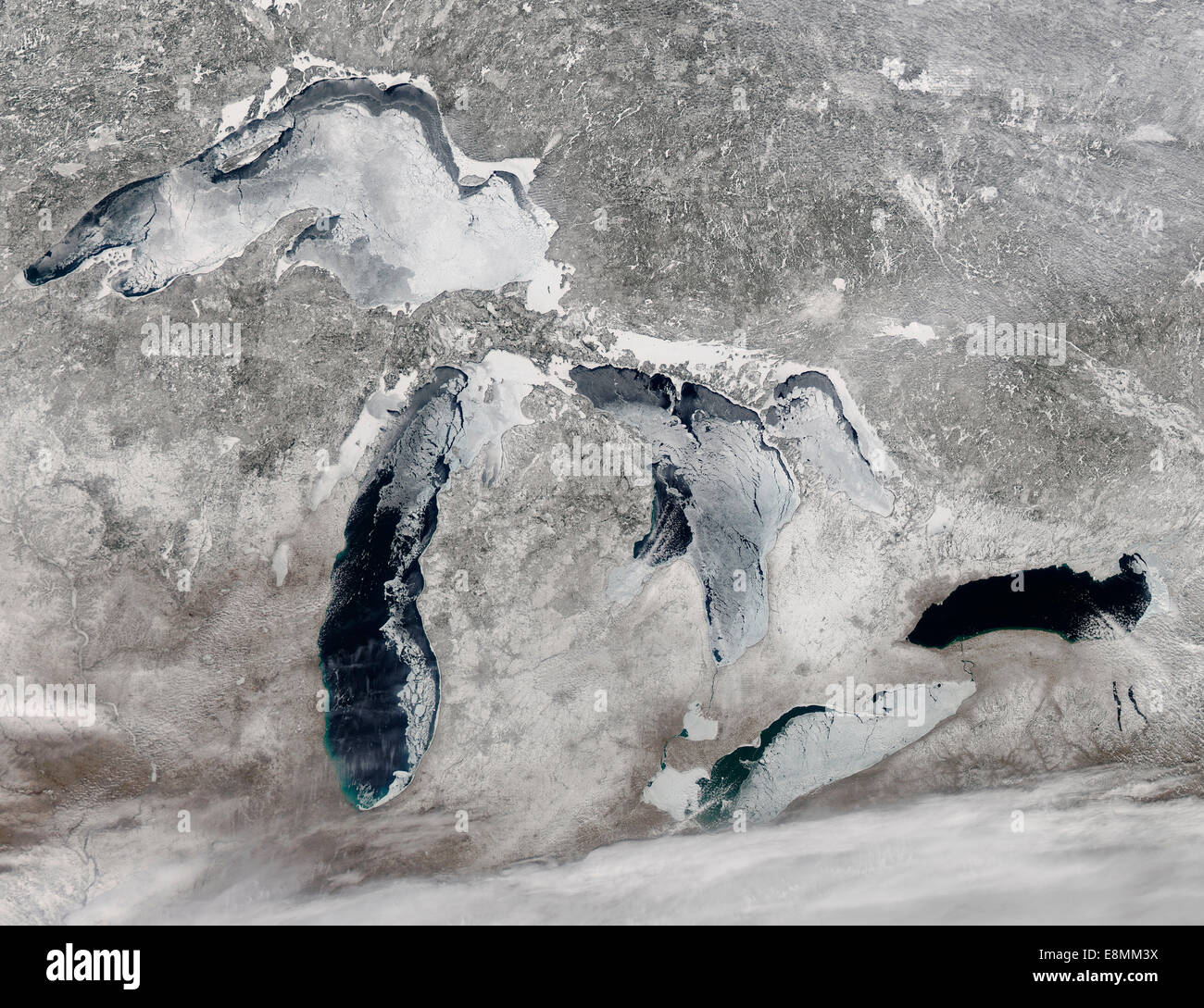 16 mars 2014 - vue Satellite de glace sur les Grands Lacs, United States. Banque D'Images
