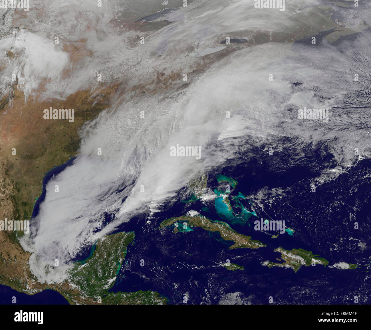 12 février 2014 - vue d'une tempête hivernale sur les États-Unis au sud et la côte est. Surface couverte de neige peut être voir Banque D'Images