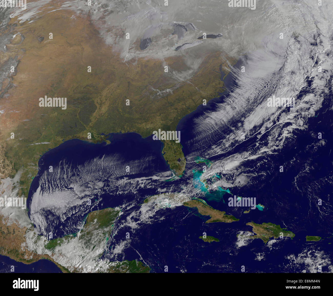 Vue d'un puissant système de météo de déménagement le centre des États-Unis à la côte est du 11 mars au 13 mars 2014. Banque D'Images