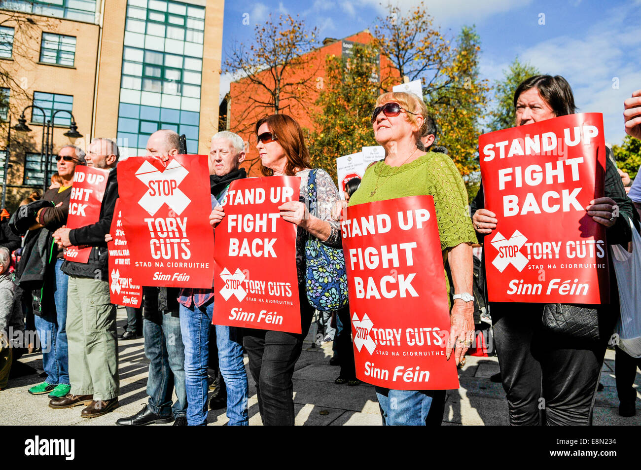 Protester contre l'austérité, Belfast, en Irlande du Nord Banque D'Images