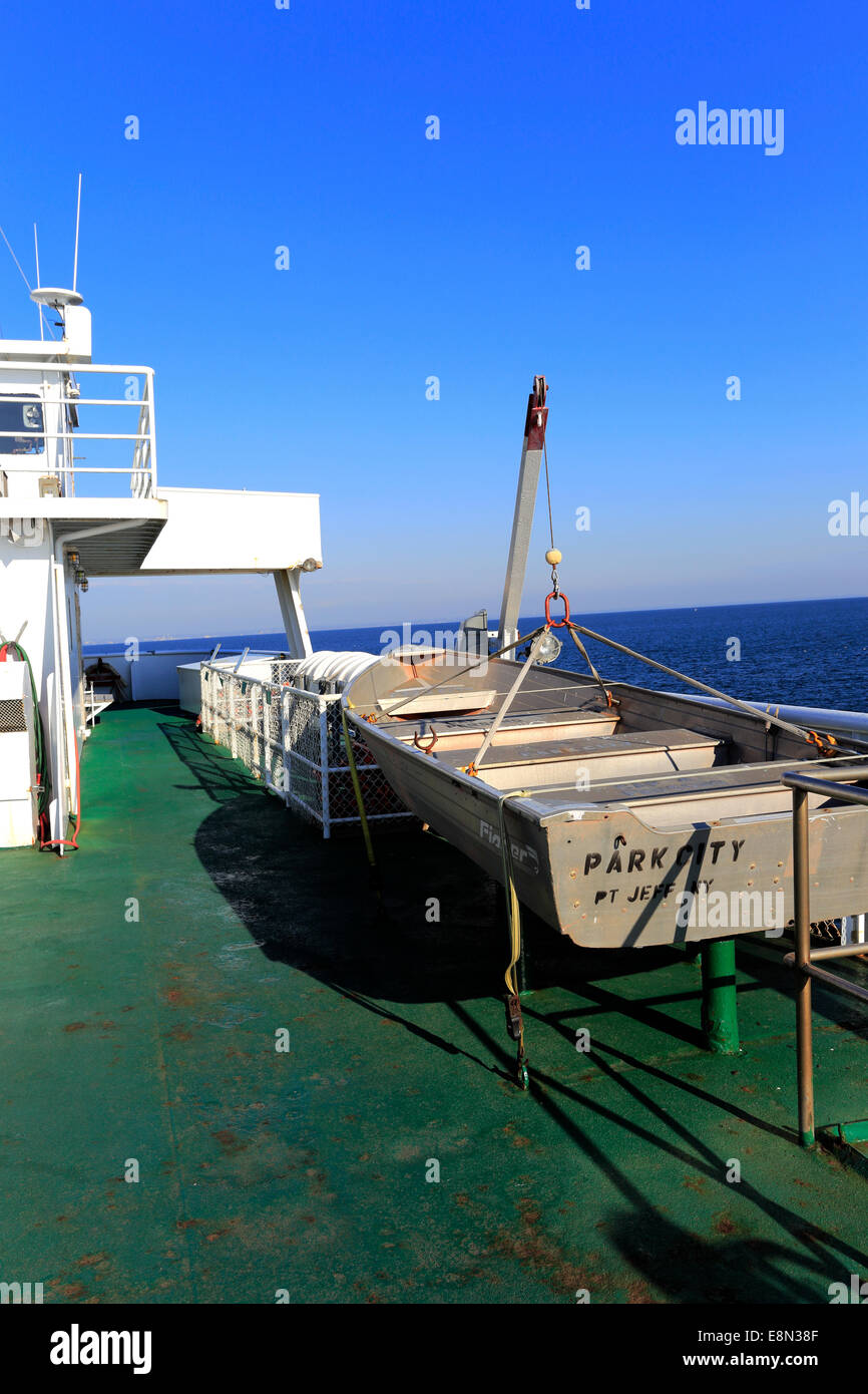 Sur le ferry Port Jefferson Harbour Long Island New York Banque D'Images