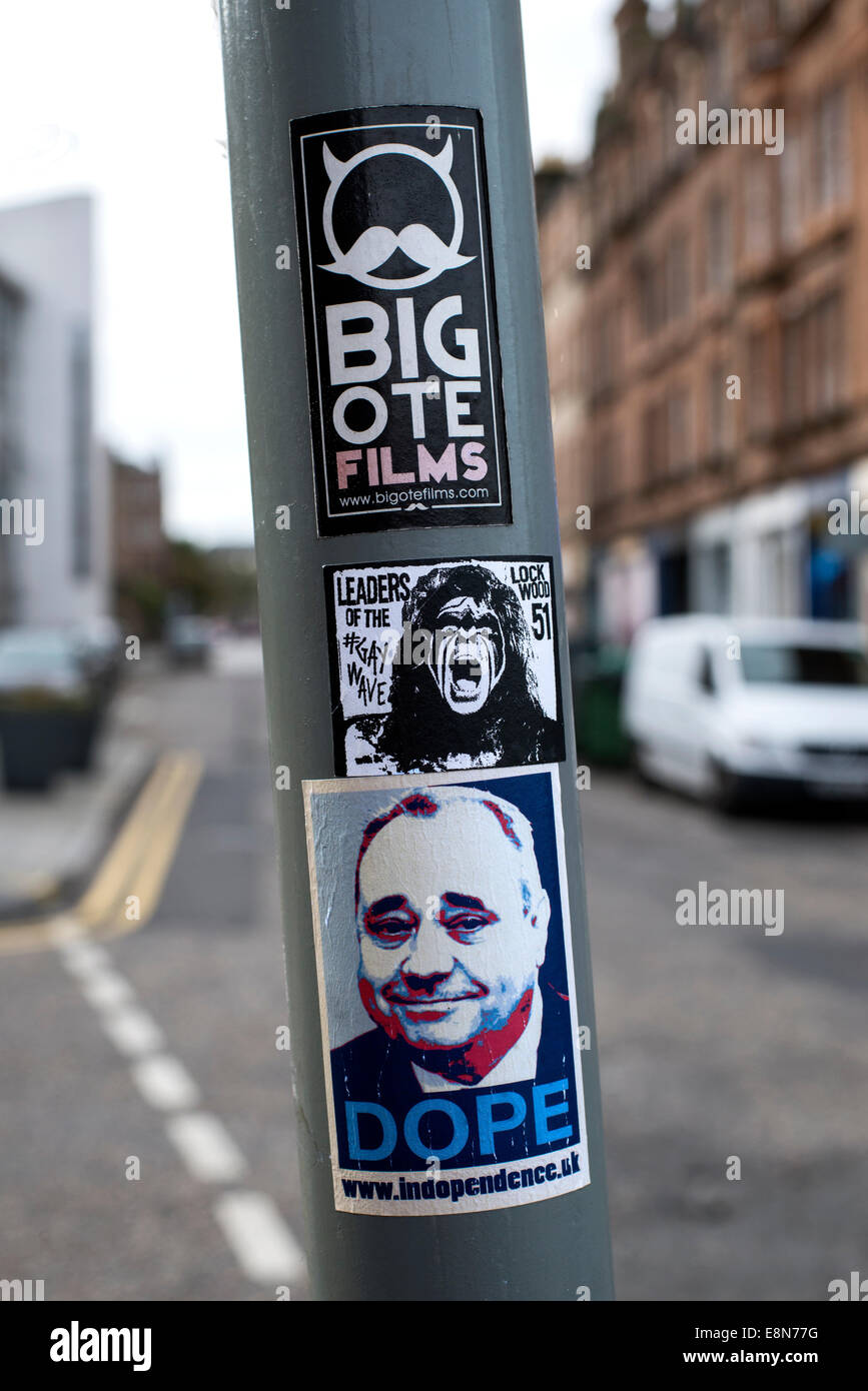 Alex Salmond 'Dope' sticker, parodiant les Obama 'Hope', de l'affiche jusqu'au vote sur l'indépendance écossaise. Banque D'Images