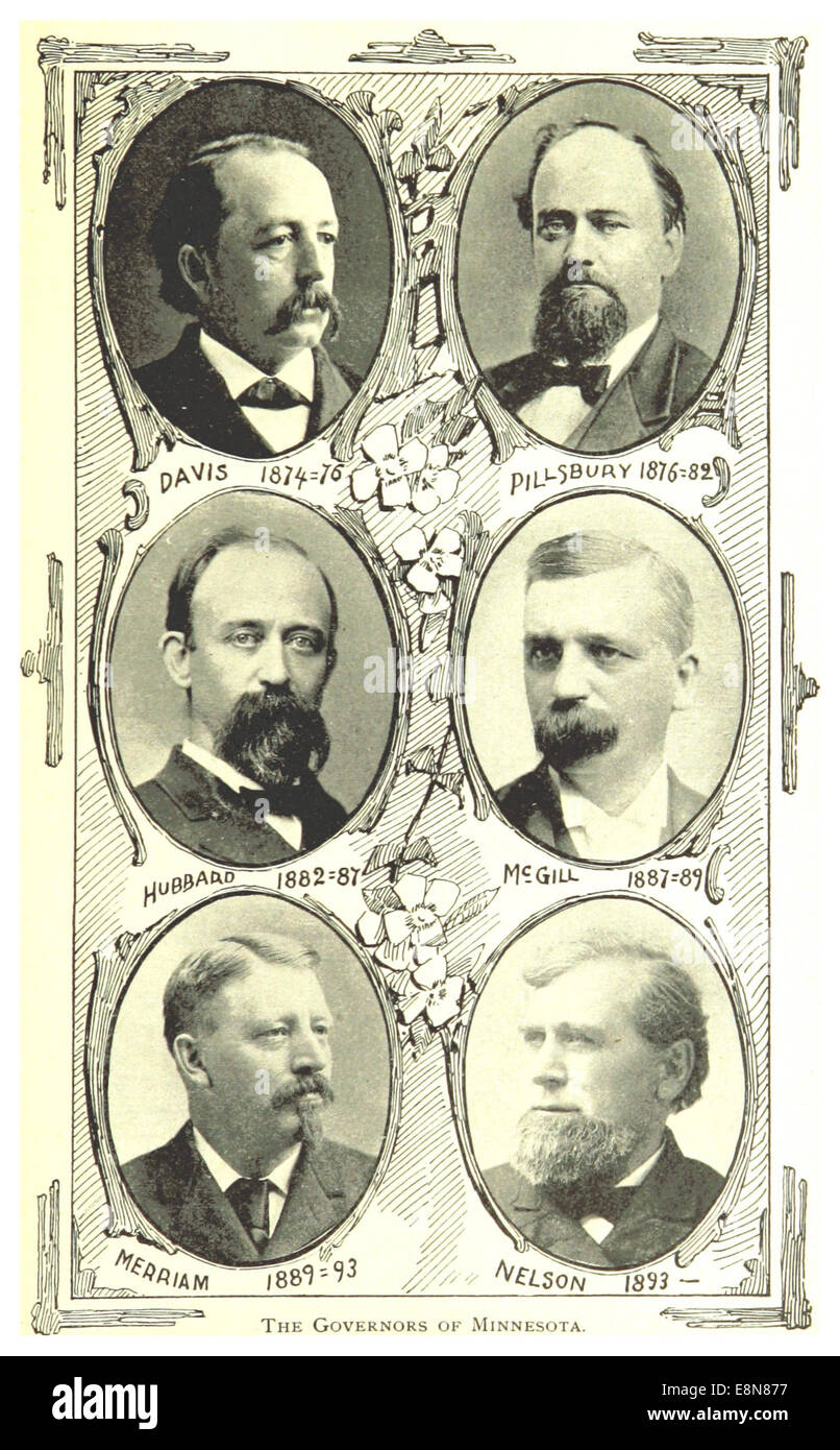 Une illustration de 1893 de *The Governors of Minnesota*, représentant les dirigeants politiques de l'État et capturant l'histoire de sa gouvernance à la fin du XIXe siècle. Banque D'Images