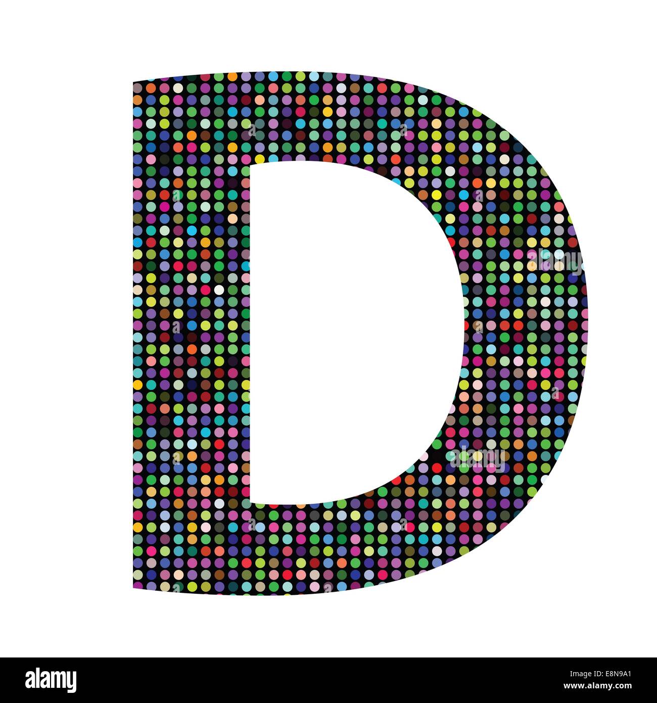 Illustration couleur multicolore avec Lettre D sur un fond blanc Banque D'Images
