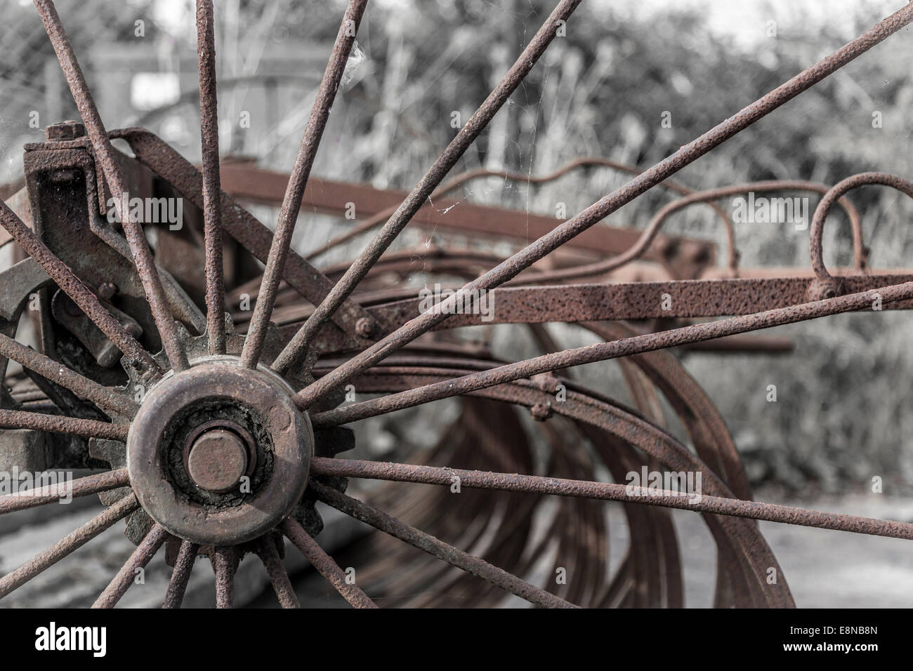 Close up of rusty old fashioned harrow machines agricoles Banque D'Images