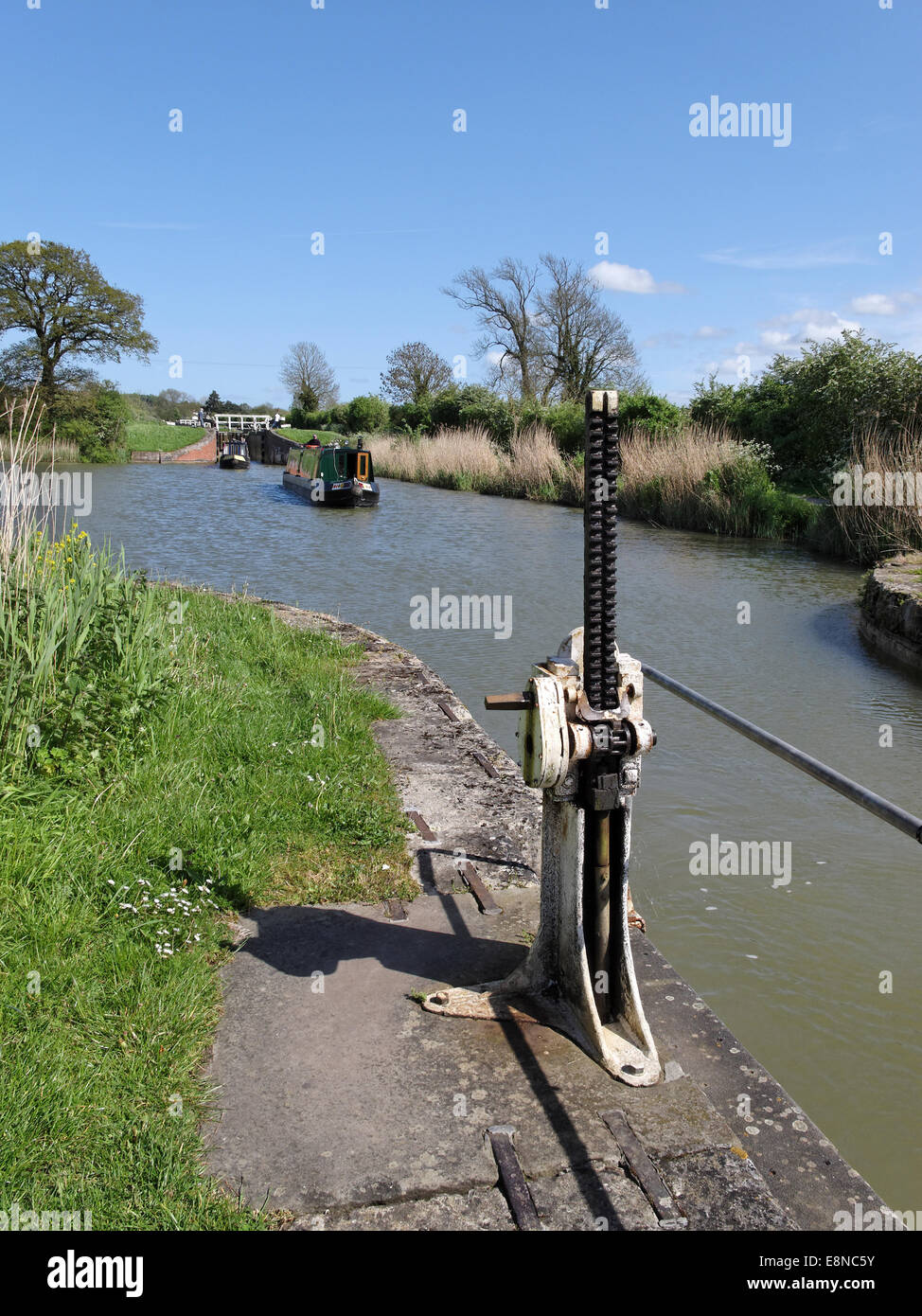 (Ou liquidation) Paddle Gear au bas de Caen Hill Locks, canal Kennet et Avon, Wiltshire, Angleterre. Banque D'Images