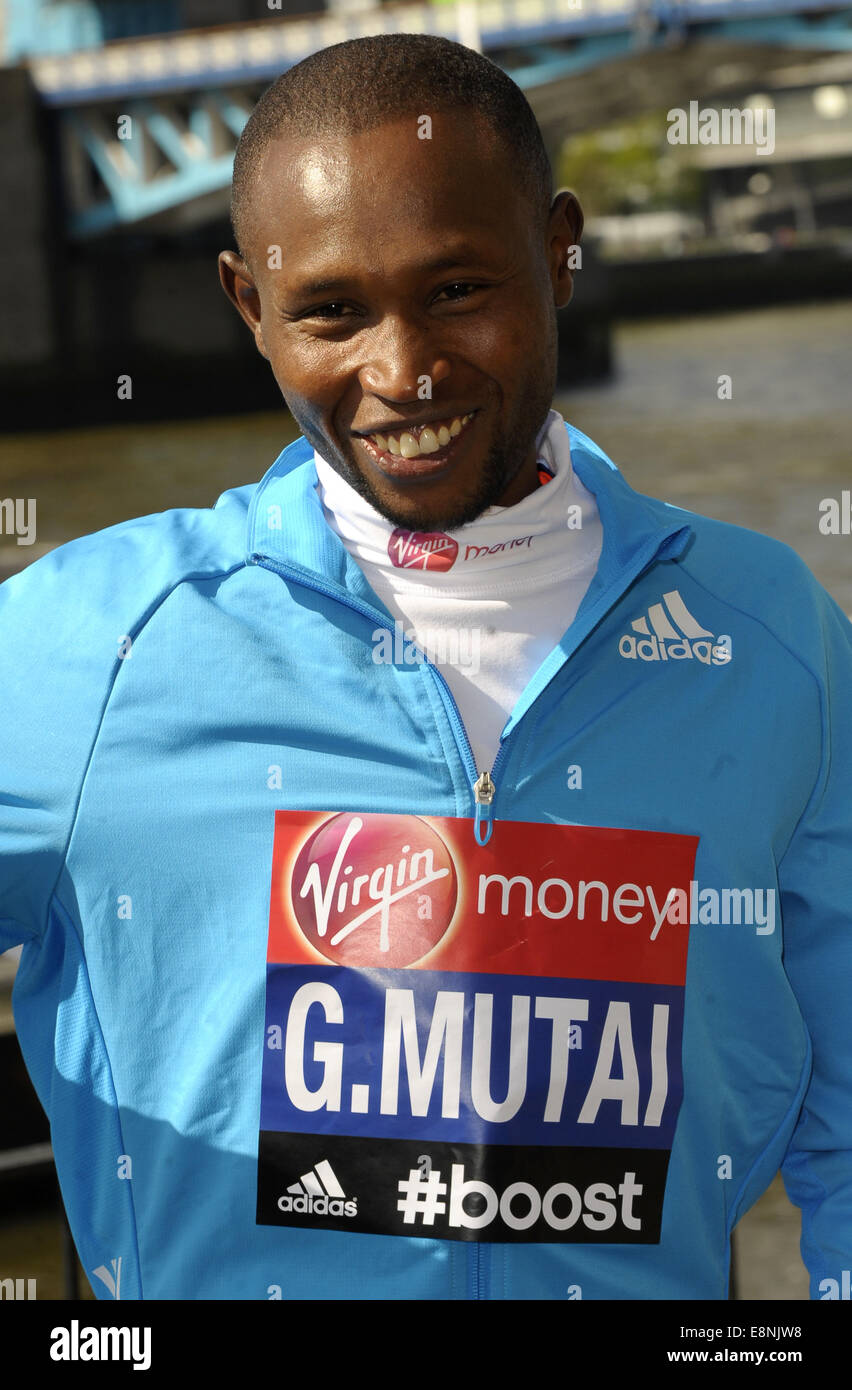 Marathon de Londres Virgin Money les coureurs d'Élite - Photocall tenue à à l'hôtel Tower, St Katerines avec Dock : Geoffrey Mutai Où : London, Royaume-Uni Quand : 09 Avr 2014 Banque D'Images