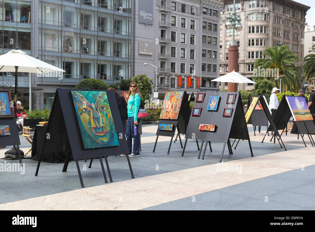 Art en vente dans l'Union Square, San Francisco, Californie Banque D'Images