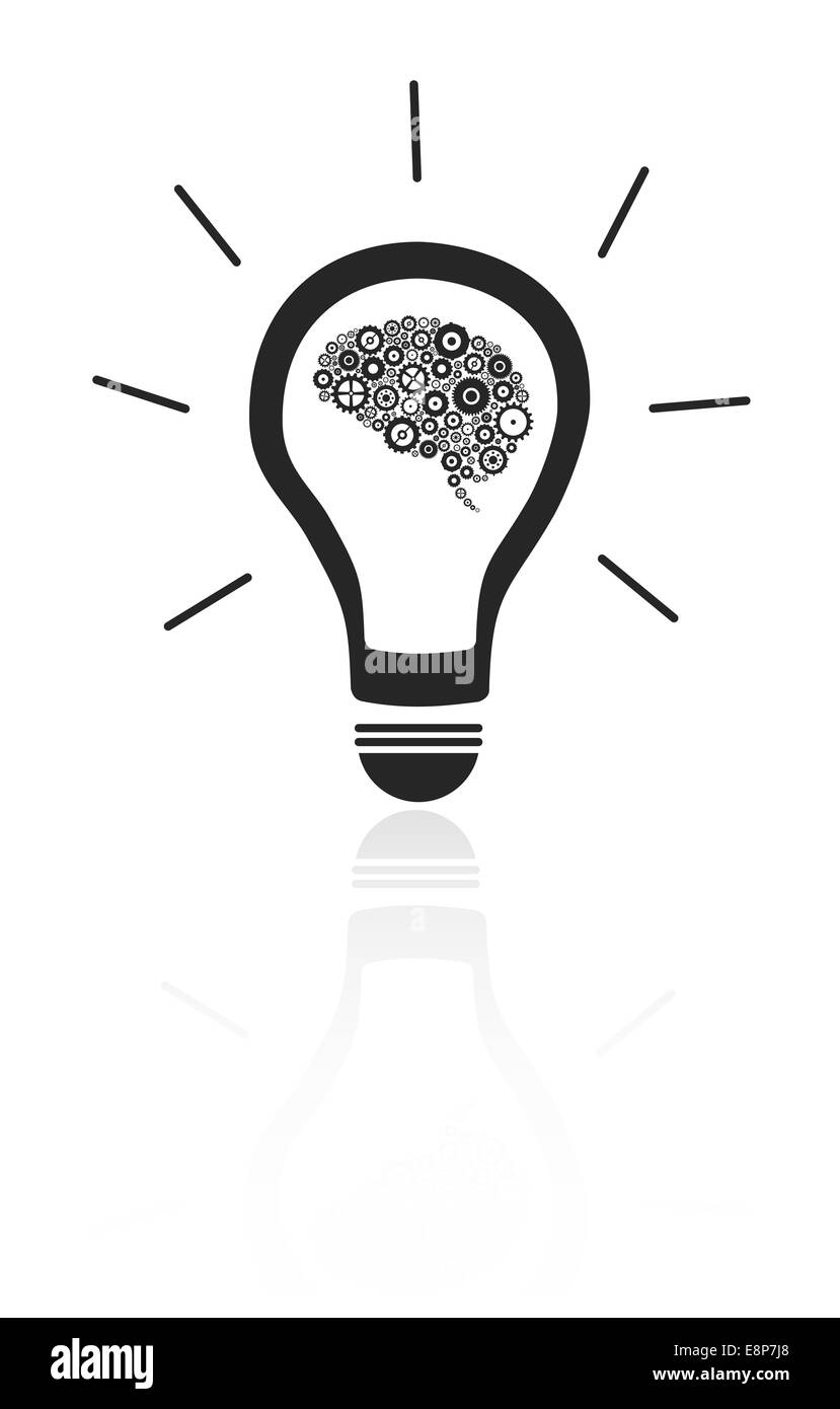 Idée Ampoule avec vecteur de cerveau Banque D'Images