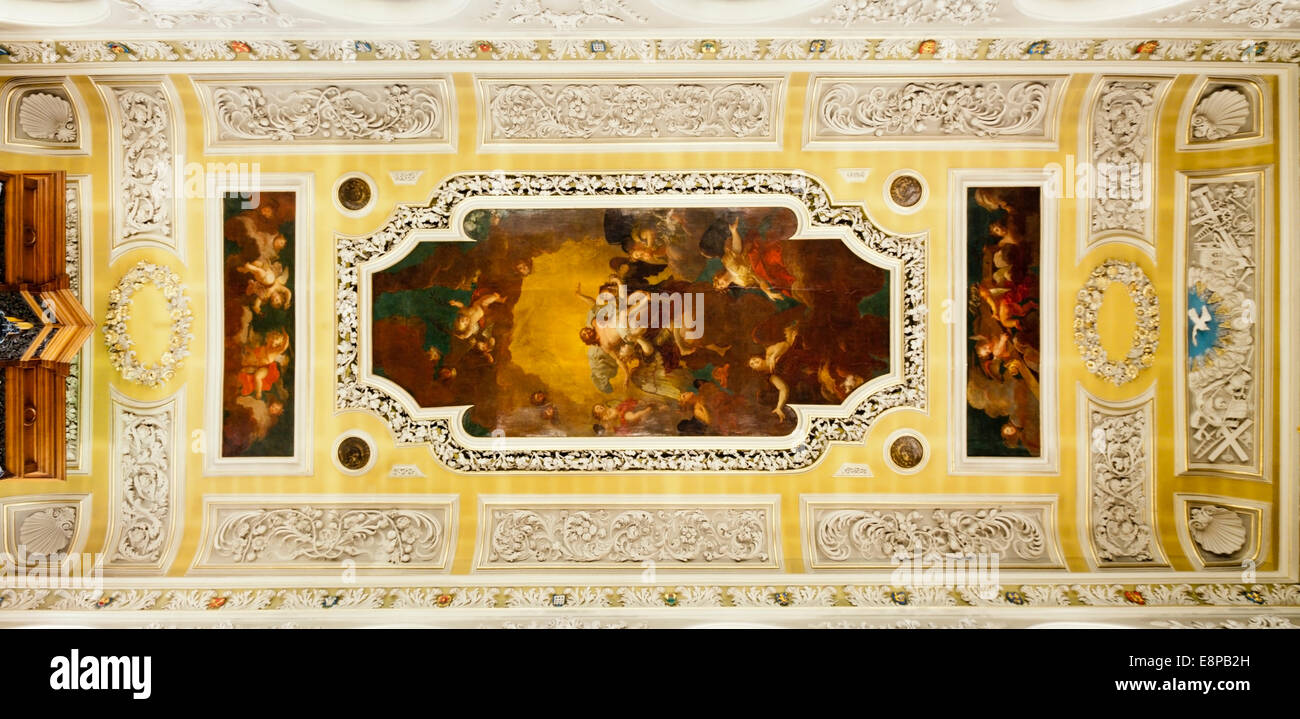 La peinture du plafond de l'Ascension par Pierre Berchet dans la chapelle du Trinity College, Oxford. Banque D'Images