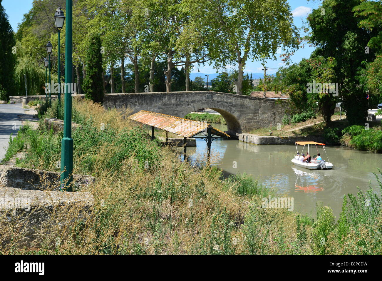 France,Août 2014, Canal du Midi, Béziers, Languedoc Roussillon, France Banque D'Images
