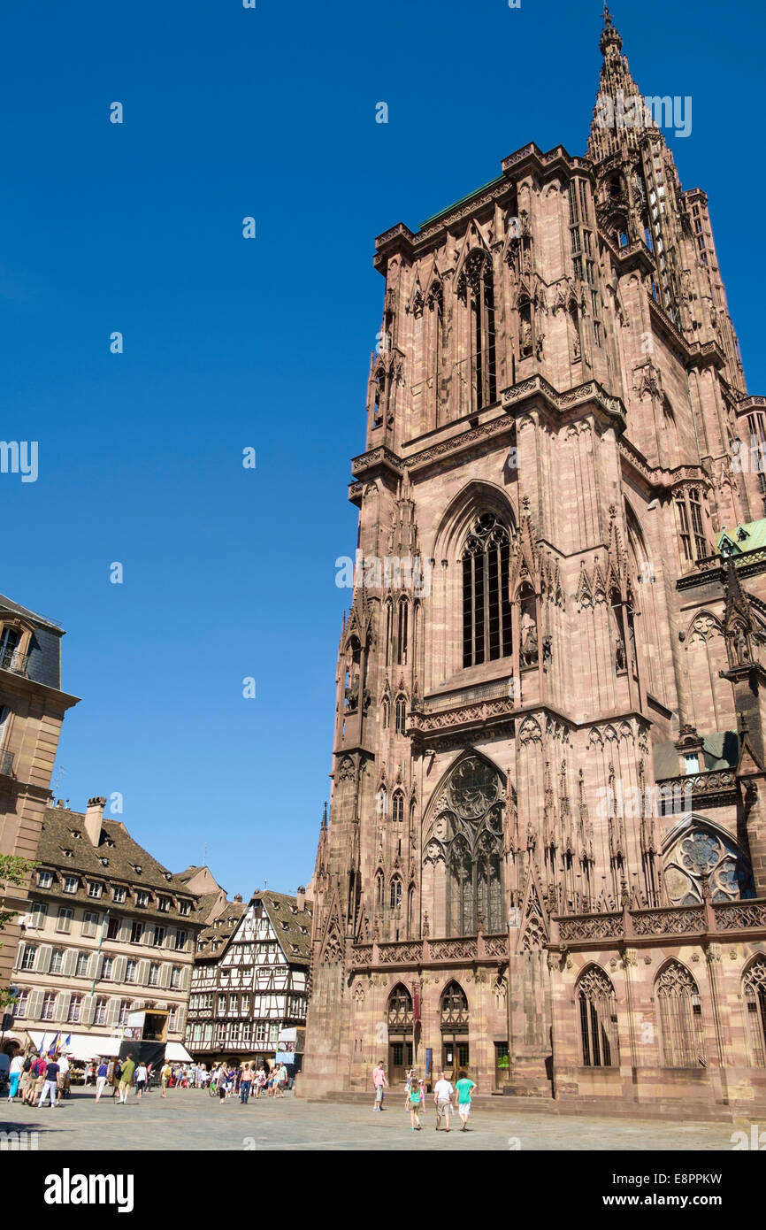 La cathédrale de Strasbourg, Strasbourg, France, Europe Banque D'Images