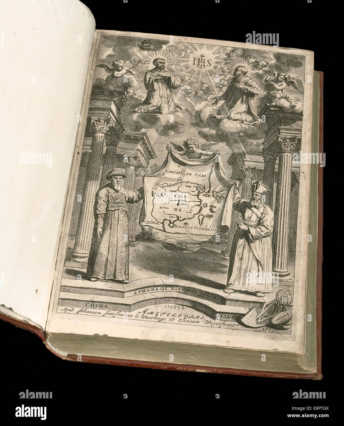 Apparaît dans : Athanasius Kircher,,1602-1680 . Chine Image Description : Saint François Xavier, Saint Ignace de Loyola, Matteo Ricci, un Banque D'Images