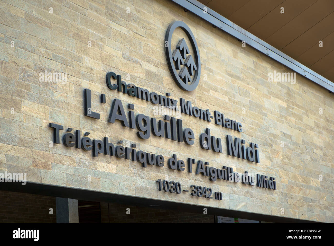 Entrée de l'Aiguille du Midi gare bâtiment ou téléphérique à Chamonix, France, Europe Banque D'Images