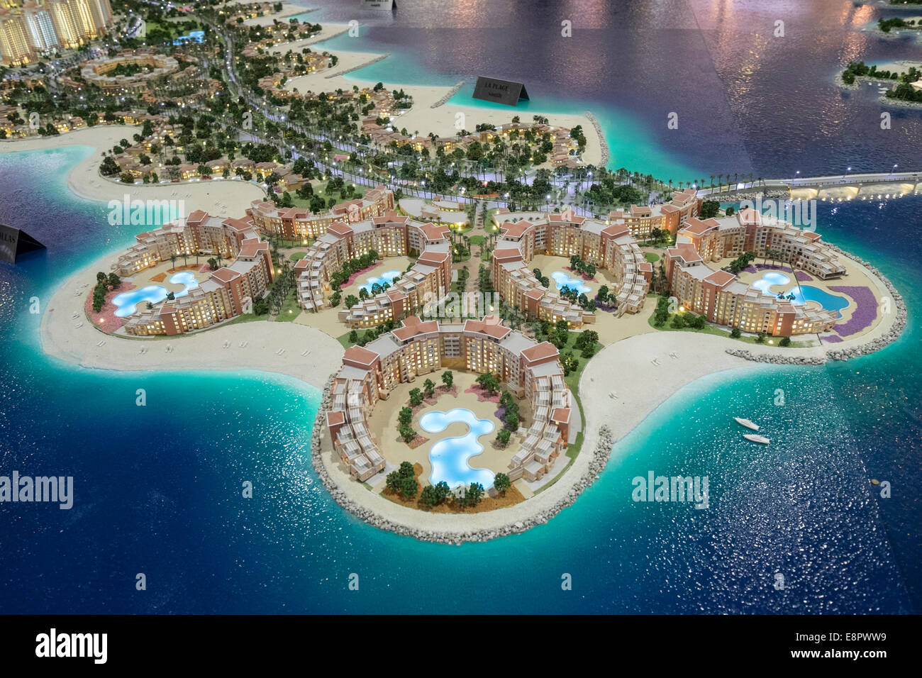 Nouveau modèle de l'évolution de la propriété résidentielle de luxe au Pearl-Qatar à Doha à l'intérieur de la propriété à Dubaï ÉMIRATS ARABES UNIS Banque D'Images