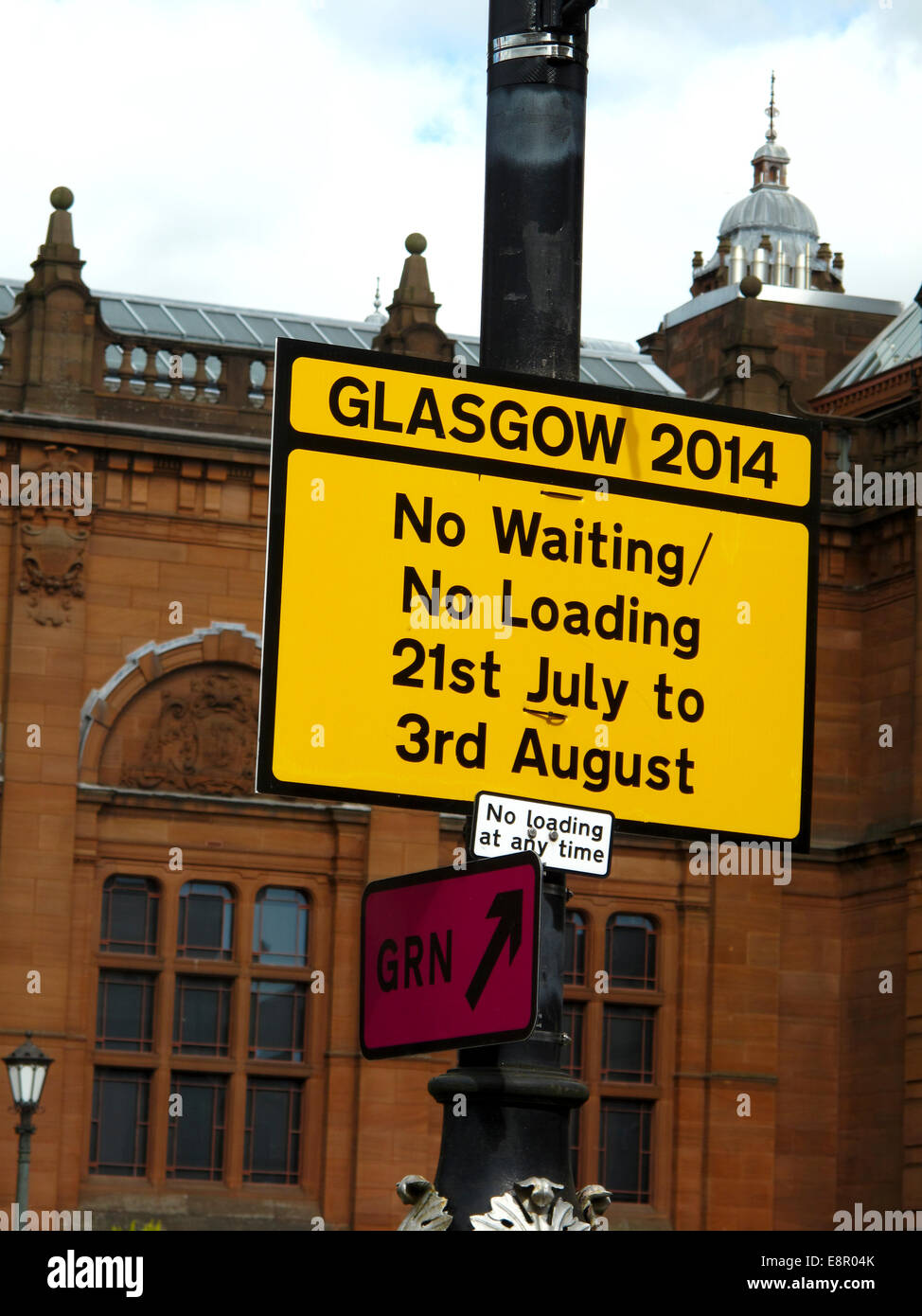 Jeux du Commonwealth de Glasgow restrictions de stationnement sign Banque D'Images