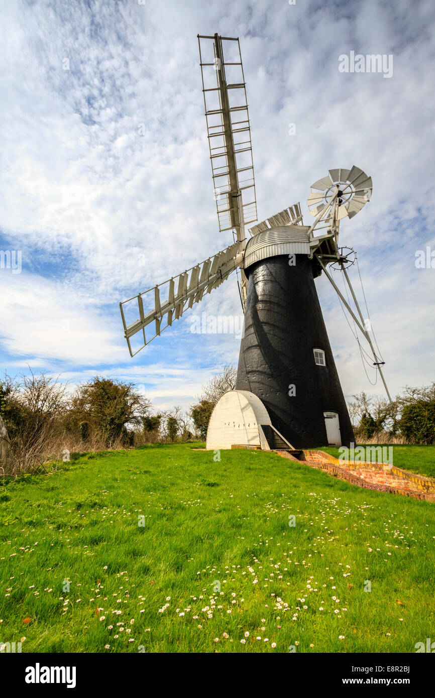 Le Drainage du Polkey moulin dans les Broads National Park, Norfolk, Angleterre. Banque D'Images