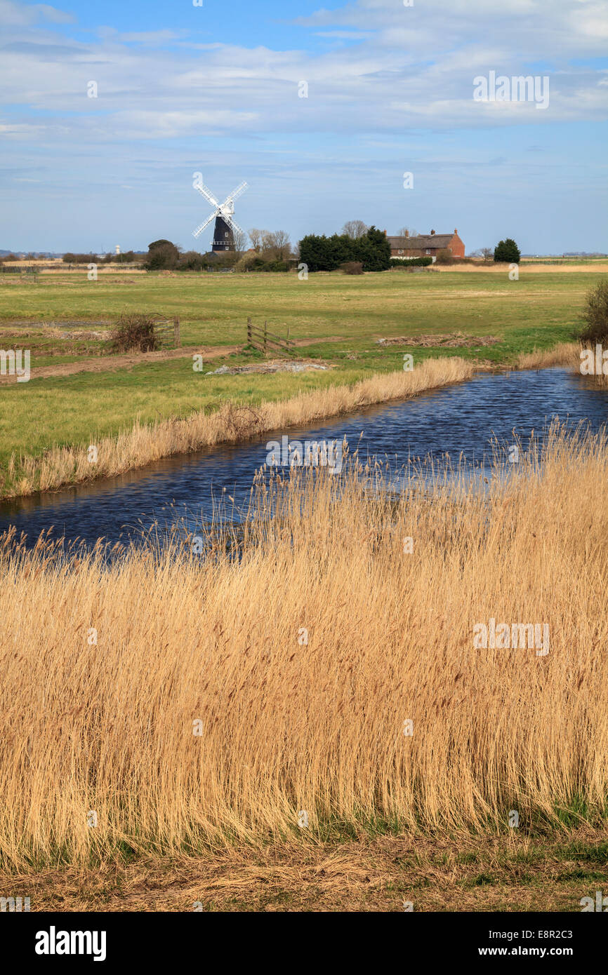 Le bras de Berney Fabrique de drainage dans les conseils National Park, Norfolk, Angleterre. Banque D'Images